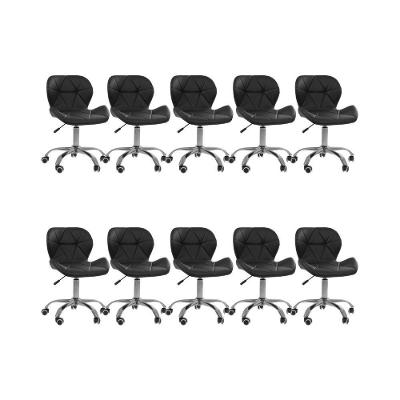 Kit 10 Cadeiras Office Eiffel Slim Com Base Giratória E Ajustável Preto