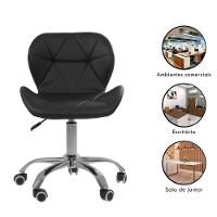 Kit 3 Cadeiras Office Eiffel Slim Com Base Giratória E Ajustável Preto - 2