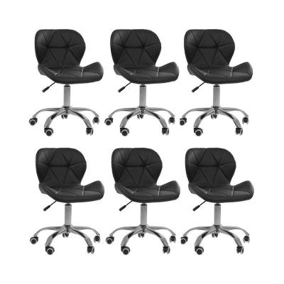 Kit 6 Cadeiras Office Eiffel Slim Com Base Giratória E Ajustável Preto