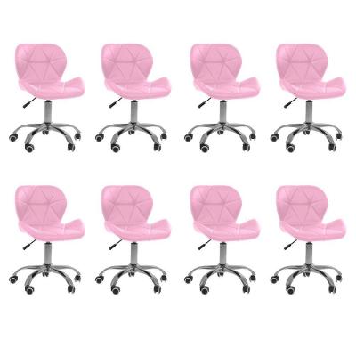 Kit 8 Cadeiras Office Eiffel Slim Com Base Giratória E Ajustável Rosa
