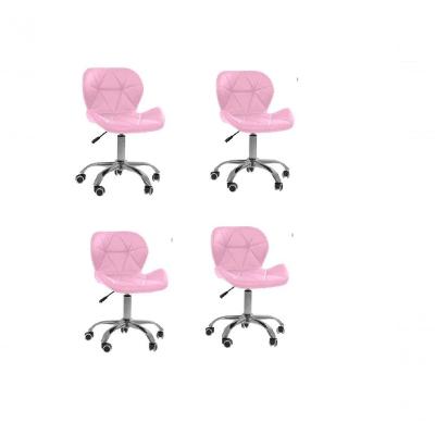 Kit 4 Cadeiras Office Eiffel Slim Com Base Giratória E Ajustável Rosa