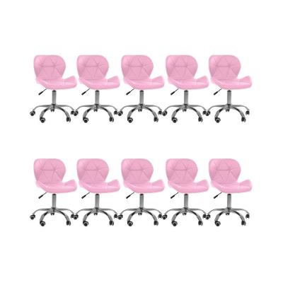 Kit 10 Cadeiras Office Eiffel Slim Com Base Giratória E Ajustável Rosa