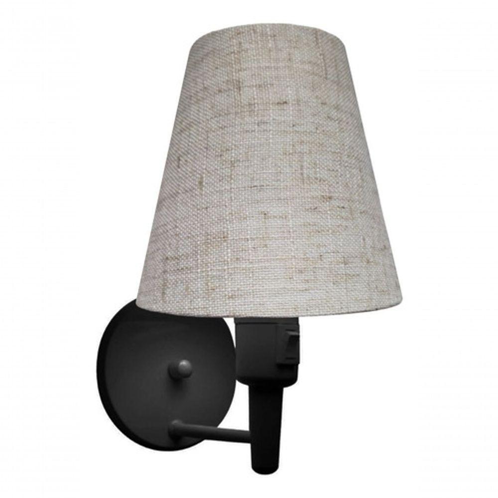 Kit-2 Arandela Cone Md-2013 Preto C- Inter Liga E Desl Cúpula Em Tecido Rustico Bege - Bivolt - 8