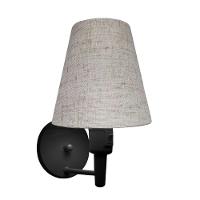 Kit-2 Arandela Cone Md-2013 Preto C- Inter Liga E Desl Cúpula Em Tecido Rustico Bege - Bivolt