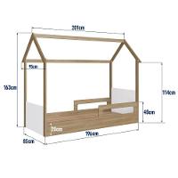 Cama Infantil Montessoriana Casinha Menino Menina Solteiro Com Proteção Lateral Aveiro Com Branco - 5