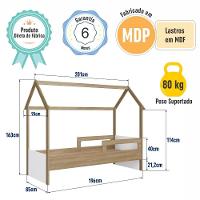Cama Infantil Montessoriana Casinha Menino Menina Solteiro Com Proteção Lateral Aveiro Com Branco - 7