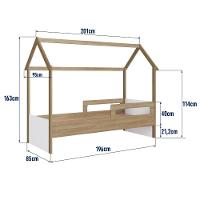 Cama Infantil Montessoriana Casinha Menino Menina Solteiro Com Proteção Lateral Aveiro Com Branco - 10