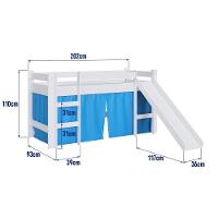Cama Infantil Elevada Casinha Menino Menina Solteiro 202cm Com Escada E Escorregador Branco Com Azul - 7