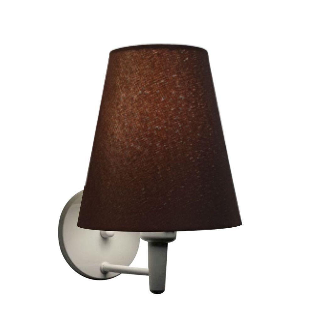 Arandela Cone Md-2007 Base Branco Cúpula Em Tecido 20-08x18cm Café - Bivolt - 1
