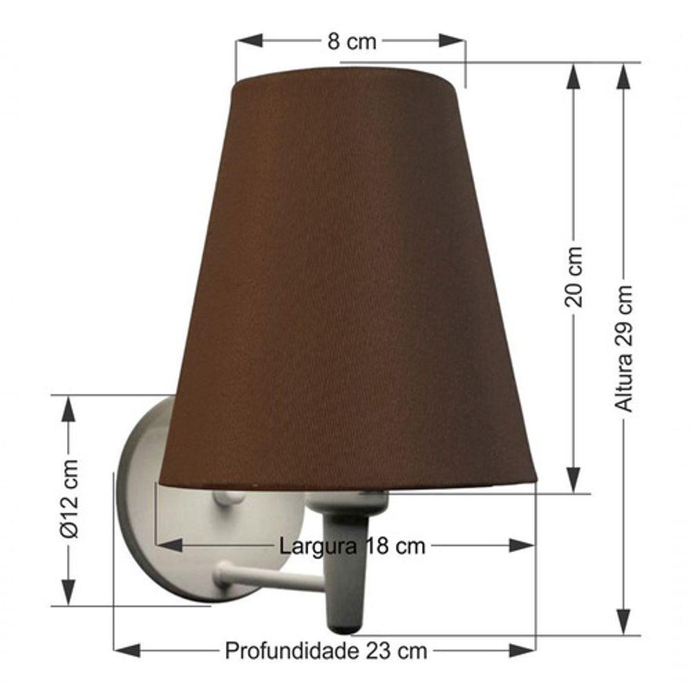 Arandela Cone Md-2007 Base Branco Cúpula Em Tecido 20-08x18cm Café - Bivolt - 5