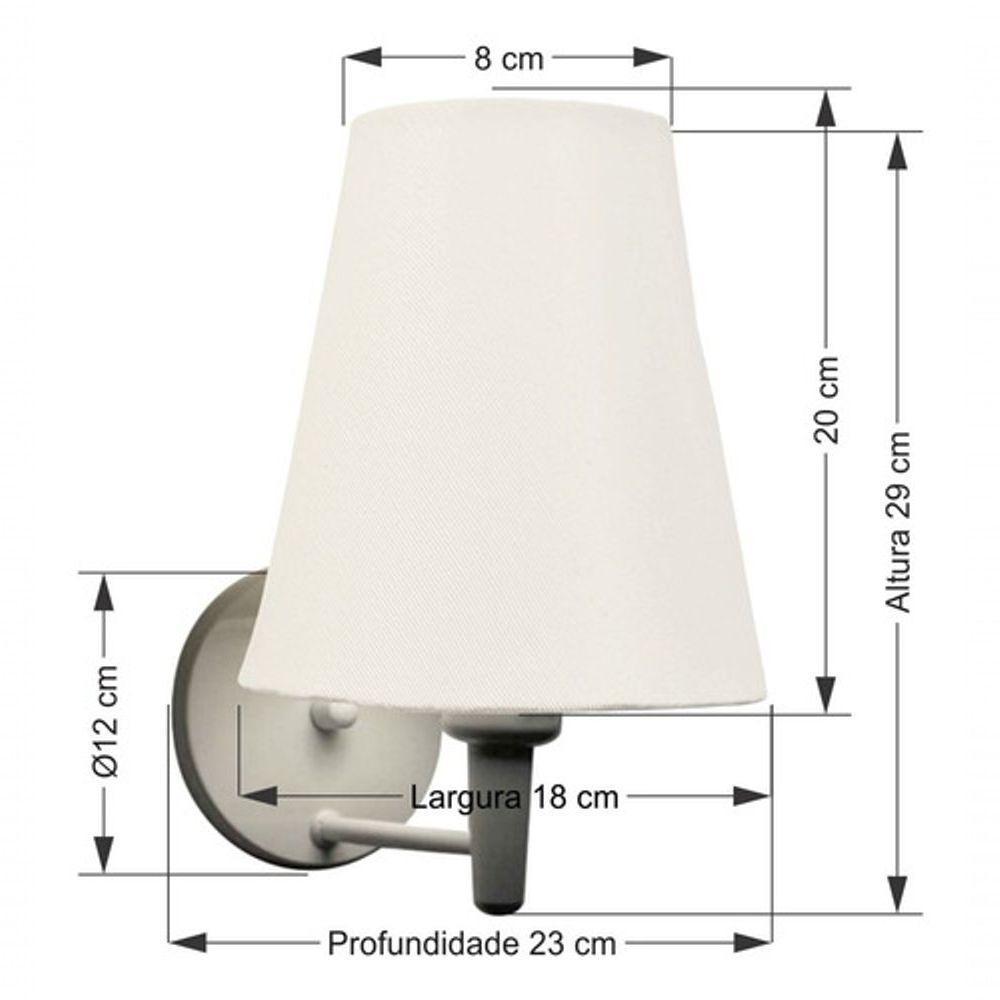 Arandela Cone Md-2007 Base Branco Cúpula Em Tecido 20-08x18cm Branco - Bivolt - 5