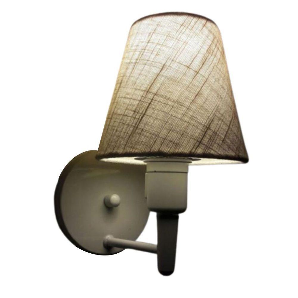 Arandela Cone Md-2012 Branco C- Inter Liga E Desl Cúpula Em Tecido Rustico Bege - Bivolt - 1