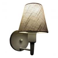 Arandela Cone Md-2012 Branco C- Inter Liga E Desl Cúpula Em Tecido Rustico Bege - Bivolt