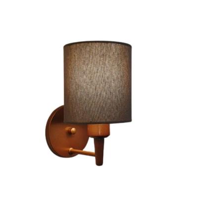 Arandela Cilíndrica Md-2009 Base Cobre Cúpula Em Tecido 14x15cm Caqui - Bivolt