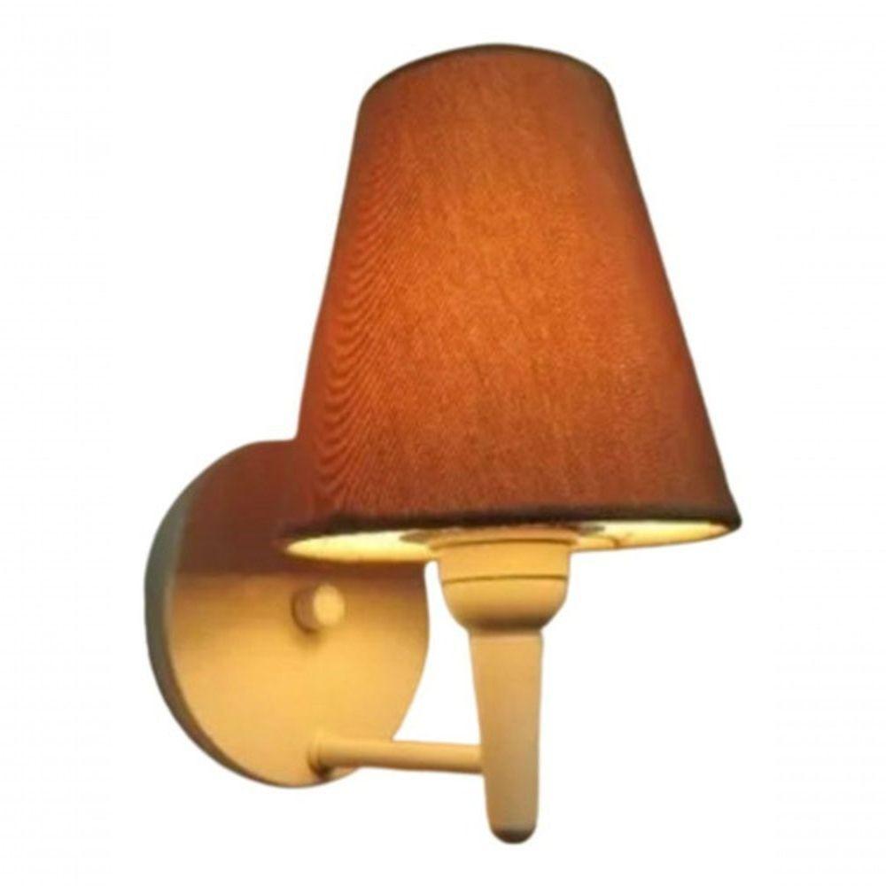 Arandela Cone Md-2004 Base Branco Cúpula Em Tecido 14-14x07cm Palha - Bivolt - 7