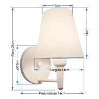 Arandela Cone Md-2004 Base Branco Cúpula Em Tecido 14-14x07cm Palha - Bivolt - 6