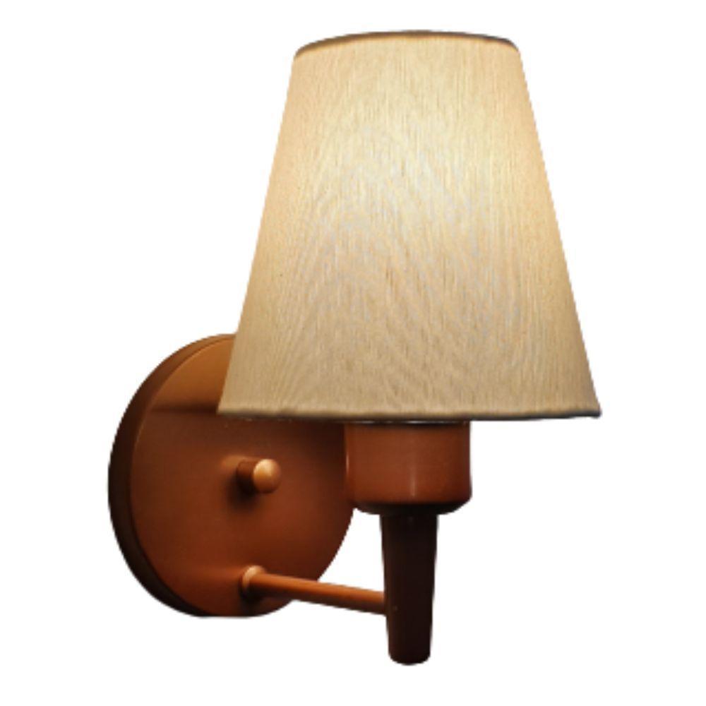 Arandela Cone Md-2004 Base Cobre Cúpula Em Tecido 14-14x07cm Algodão Crú - Bivolt - 9