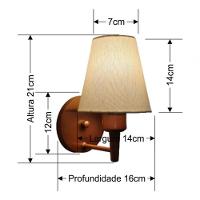 Arandela Cone Md-2004 Base Cobre Cúpula Em Tecido 14-14x07cm Algodão Crú - Bivolt - 8