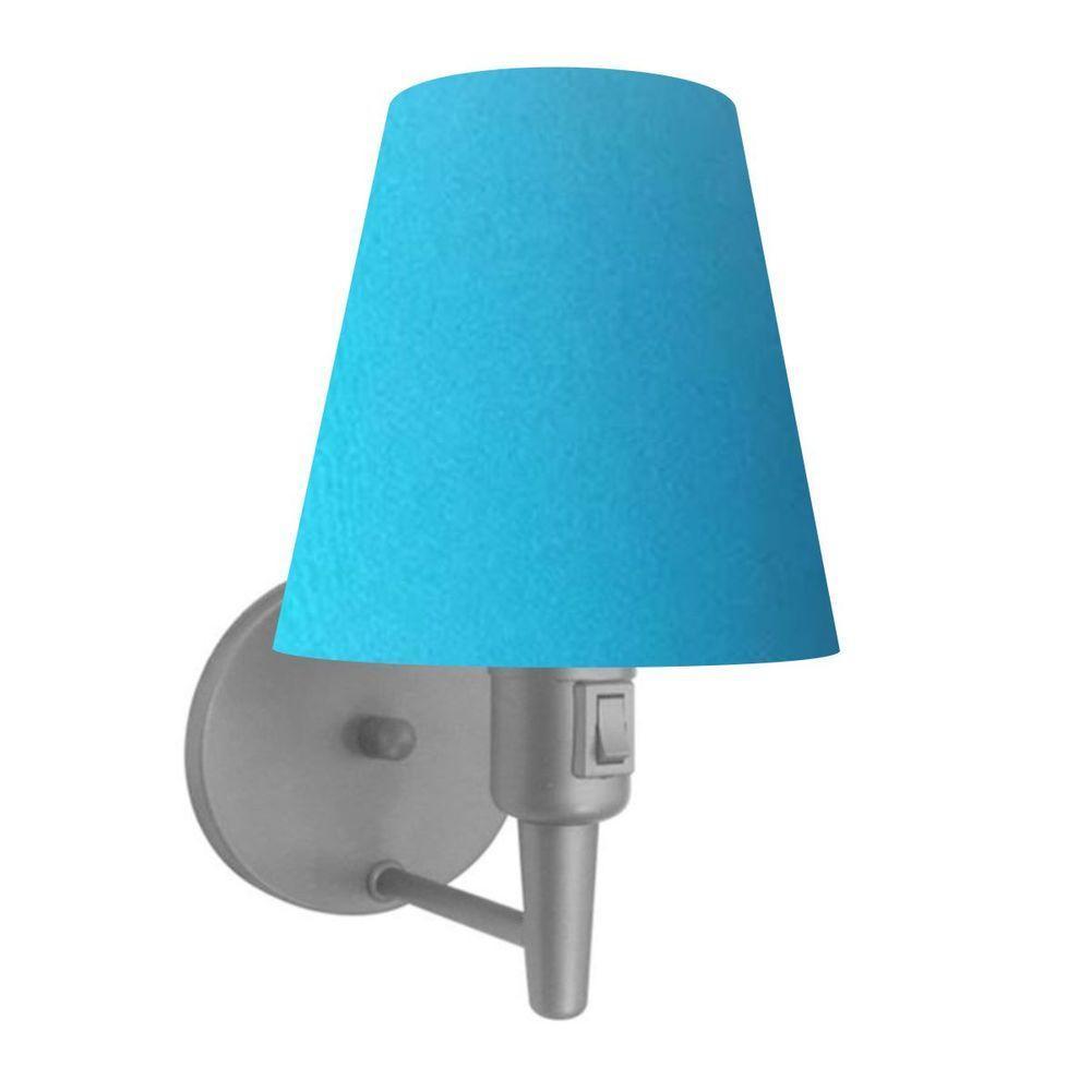 Arandela Cone Md-2013 Cinza C- Inter Liga E Desl Cúpula Em Tecido Azul Turquesa - Bivolt - 1