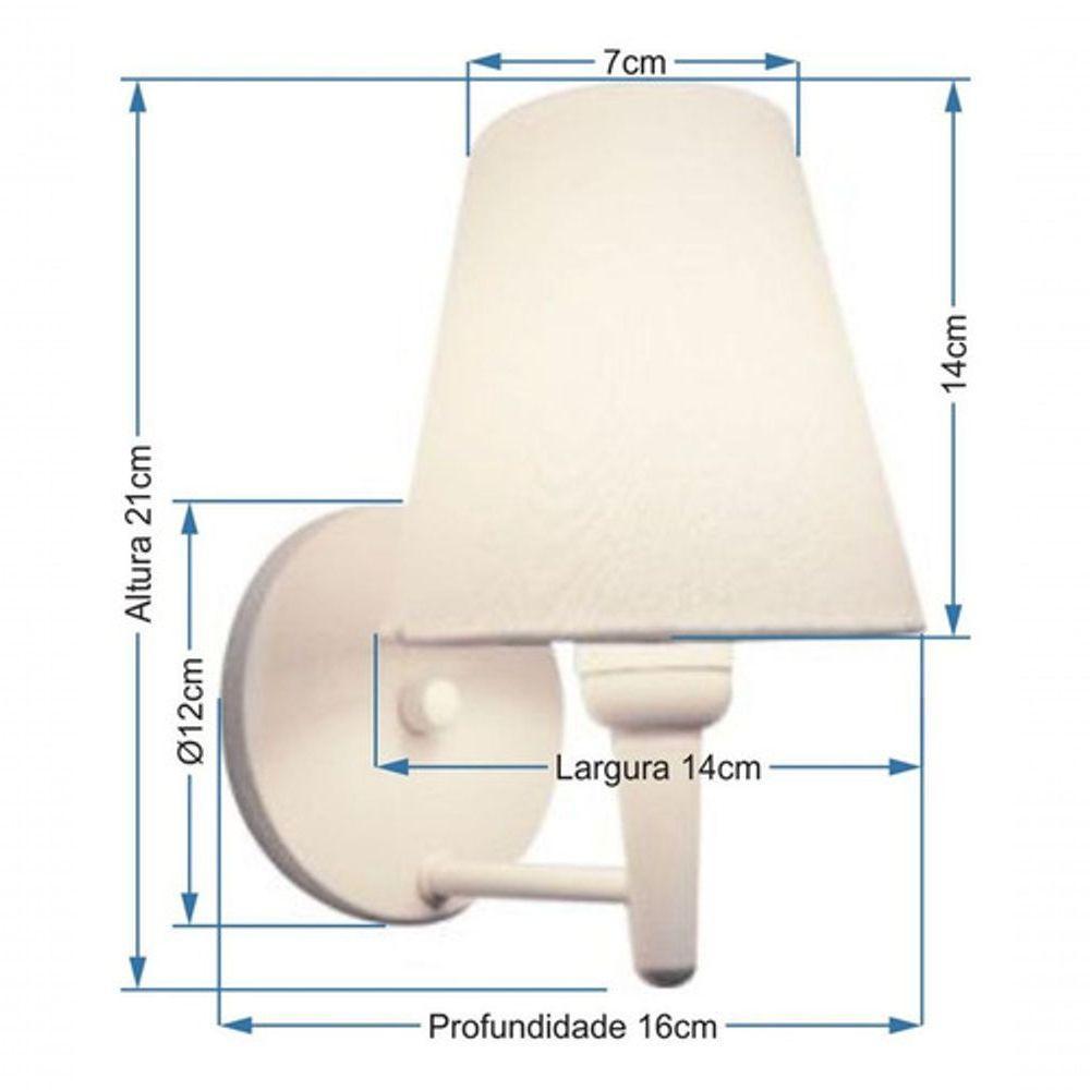 Arandela Cone Md-2004 Base Branco Cúpula Em Tecido 14-14x07cm Branco Tela - Bivolt - 6