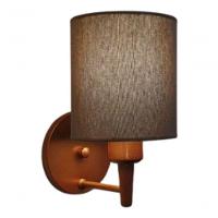 Kit-2 Arandela Cilíndrica Md-2009 Base Cobre Cúpula Em Tecido 14x15cm Caqui - Bivolt - 6