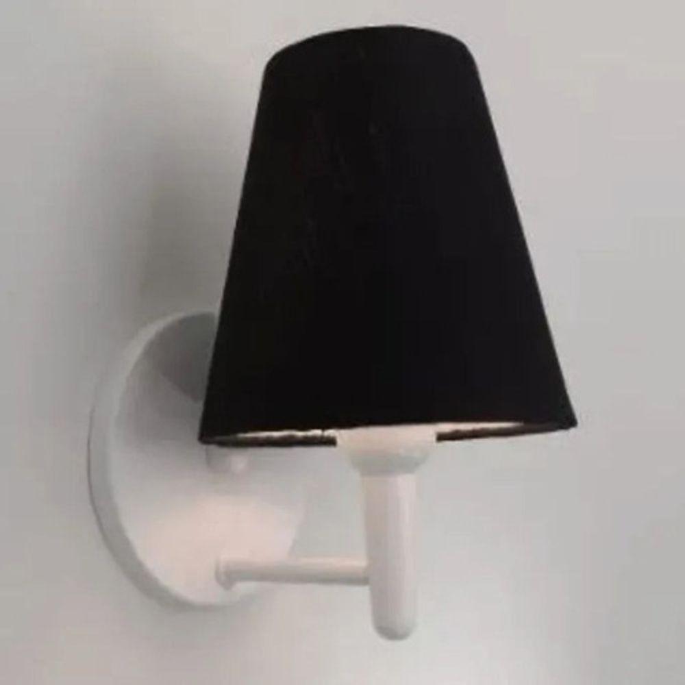 Arandela Cone Md-2004 Base Branco Cúpula Em Tecido 14-14x07cm Preto - Bivolt - 6