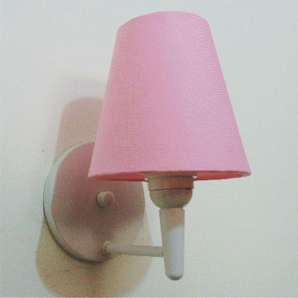 Arandela Cone Md-2004 Base Branco Cúpula Em Tecido 14-14x07cm Rosa Bebê - Bivolt - 5