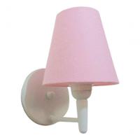 Arandela Cone Md-2004 Base Branco Cúpula Em Tecido 14-14x07cm Rosa Bebê - Bivolt