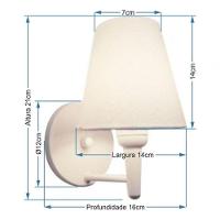 Arandela Cone Md-2004 Base Branco Cúpula Em Tecido 14-14x07cm Rosa Bebê - Bivolt - 6