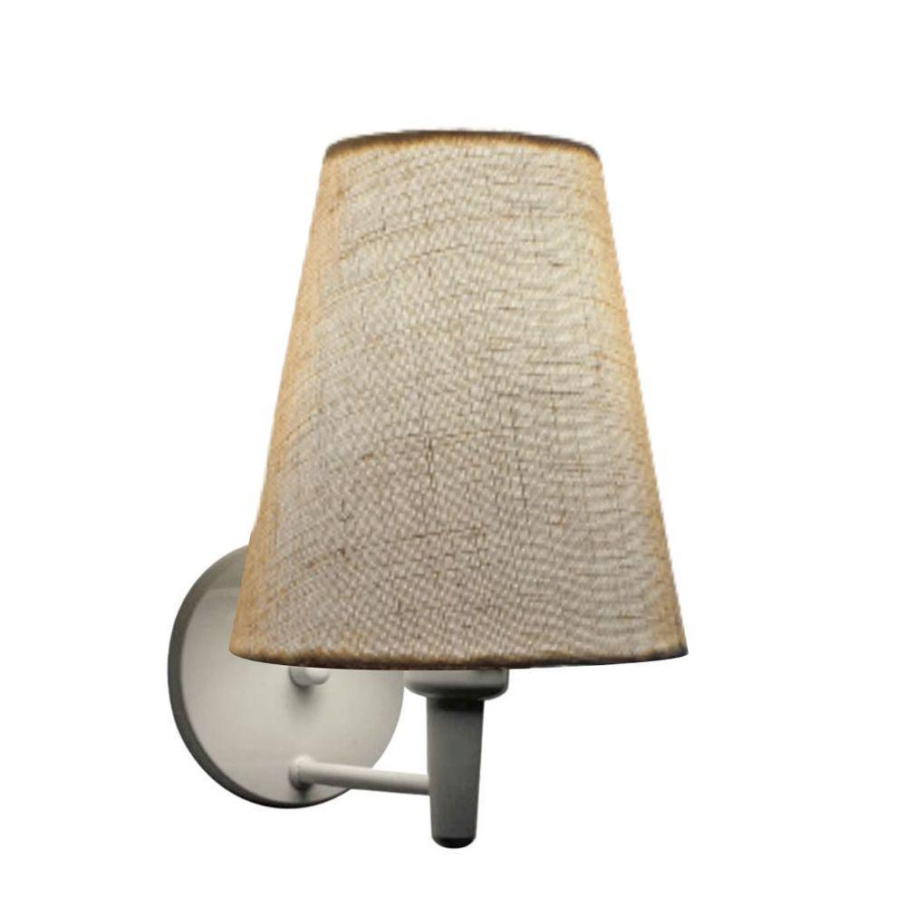 Arandela Cone Md-2007 Base Branco Cúpula Em Tecido 20-08x18cm Rustico Bege - Bivolt - 1