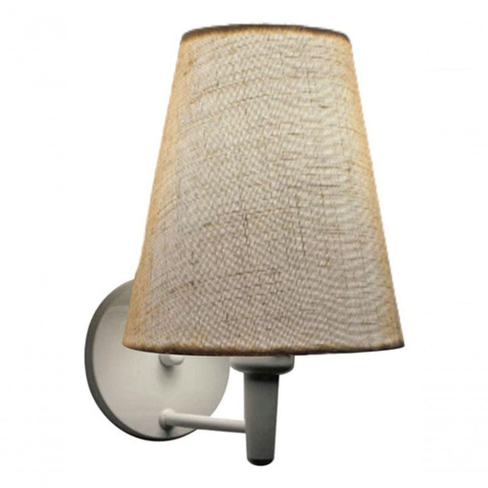 Arandela Cone Md-2007 Base Branco Cúpula Em Tecido 20-08x18cm Rustico Bege - Bivolt - 4