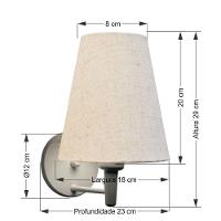 Arandela Cone Md-2007 Base Branco Cúpula Em Tecido 20-08x18cm Rustico Bege - Bivolt - 2