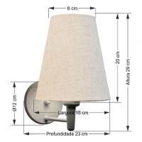 Arandela Cone Md-2007 Base Branco Cúpula Em Tecido 20-08x18cm Rustico Bege - Bivolt - 5