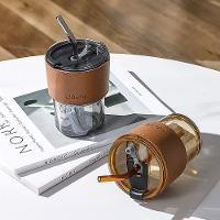 Copo De Vidro Com Canudo Tampa E Vedação 450ml Dourado - 6