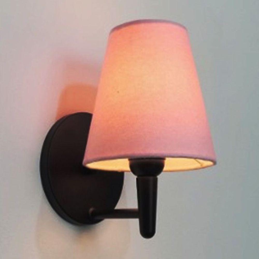 Arandela Cone Md-2004 Base Preto Cúpula Em Tecido 14-14x07cm Rosa Bebê - Bivolt - 2