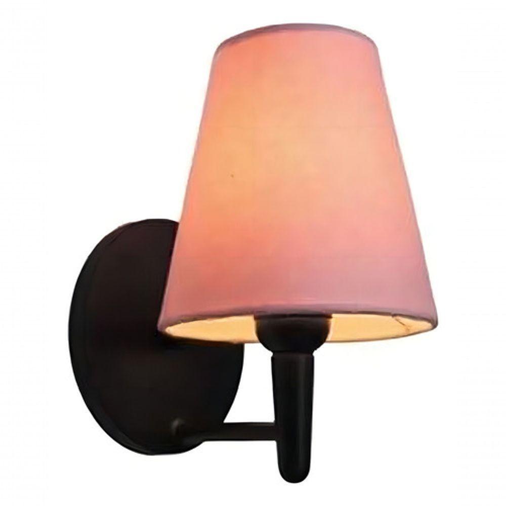 Arandela Cone Md-2004 Base Preto Cúpula Em Tecido 14-14x07cm Rosa Bebê - Bivolt - 4