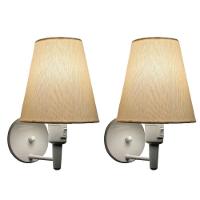 Kit-2 Arandela Cone Md-2013 Branco C- Inter Liga E Desl Cúpula Em Tecido Algodão Crú - Bivolt - 1