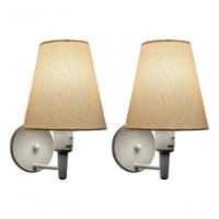 Kit-2 Arandela Cone Md-2013 Branco C- Inter Liga E Desl Cúpula Em Tecido Algodão Crú - Bivolt - 5