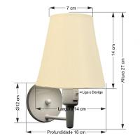 Kit-2 Arandela Cone Md-2013 Branco C- Inter Liga E Desl Cúpula Em Tecido Algodão Crú - Bivolt - 7