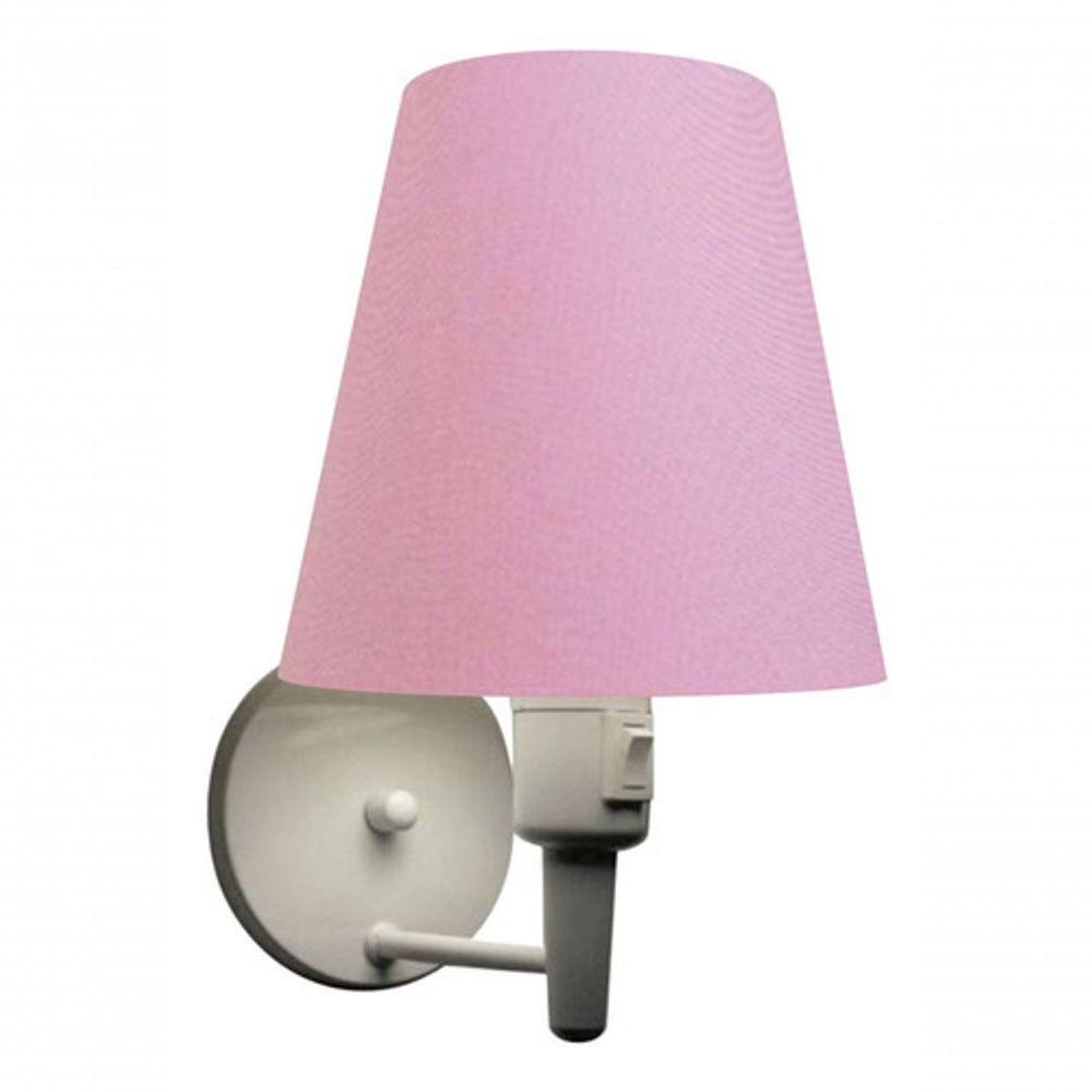 Kit-2 Arandela Cone Md-2013 Branco C- Inter Liga E Desl Cúpula Em Tecido Rosa Bebê - Bivolt - 5