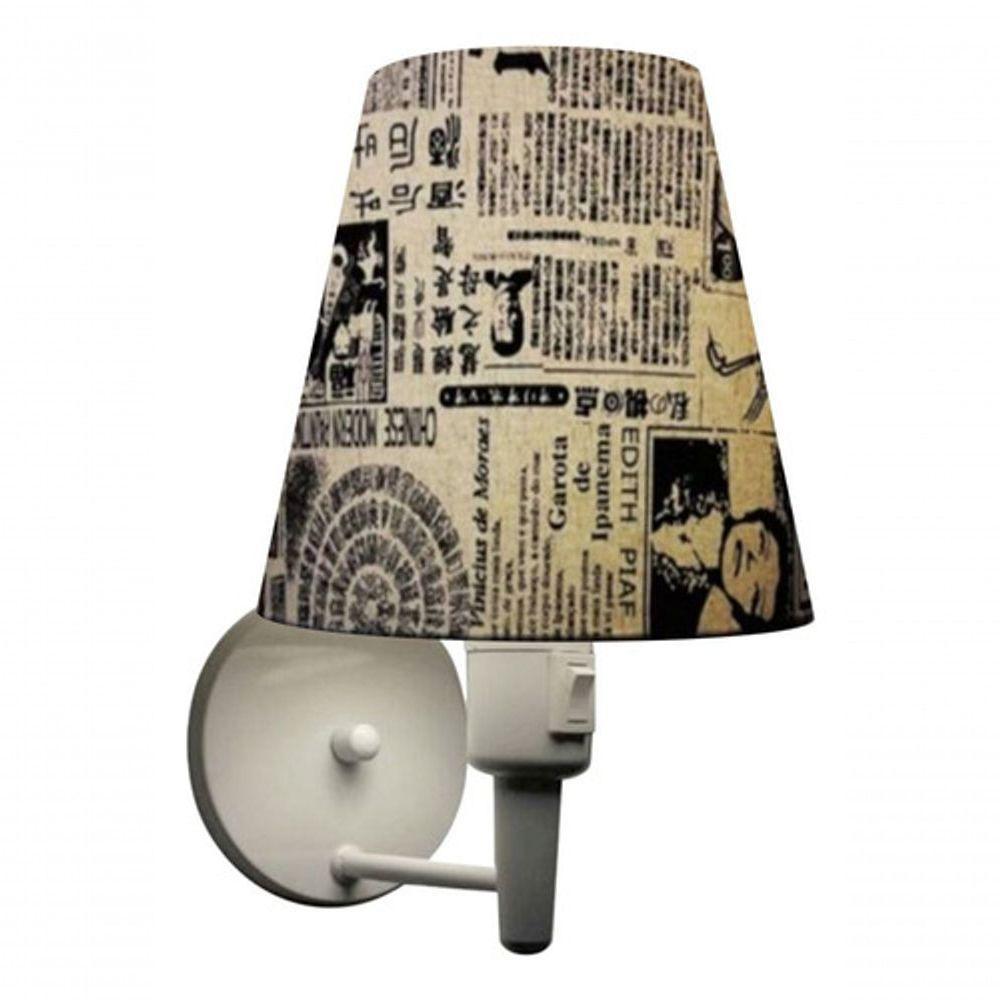 Arandela Cone Md-2013 Branco C- Inter Liga E Desl Cúpula Em Tecido Ny-jornal - Bivolt - 3