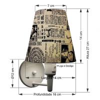 Arandela Cone Md-2013 Branco C- Inter Liga E Desl Cúpula Em Tecido Ny-jornal - Bivolt - 2