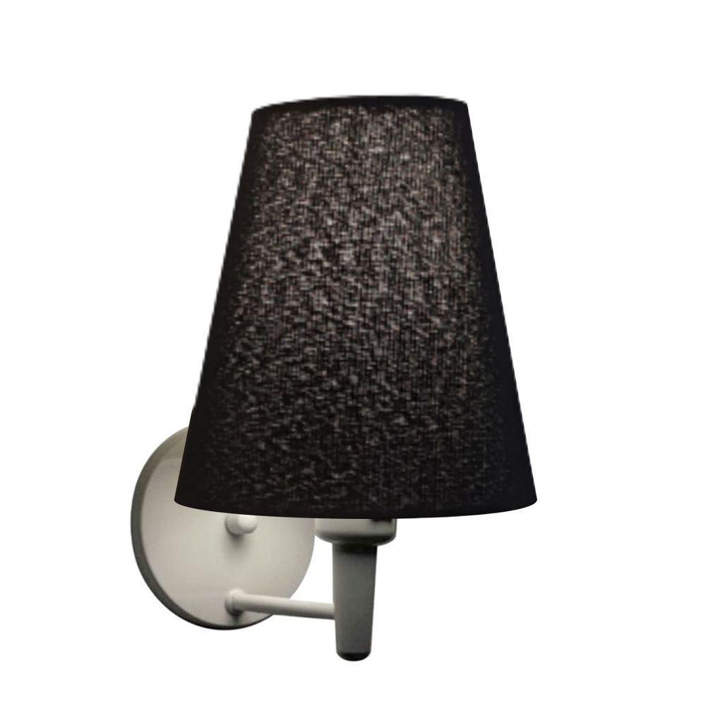 Arandela Cone Md-2007 Base Branco Cúpula Em Tecido 20-08x18cm Preto - Bivolt - 1