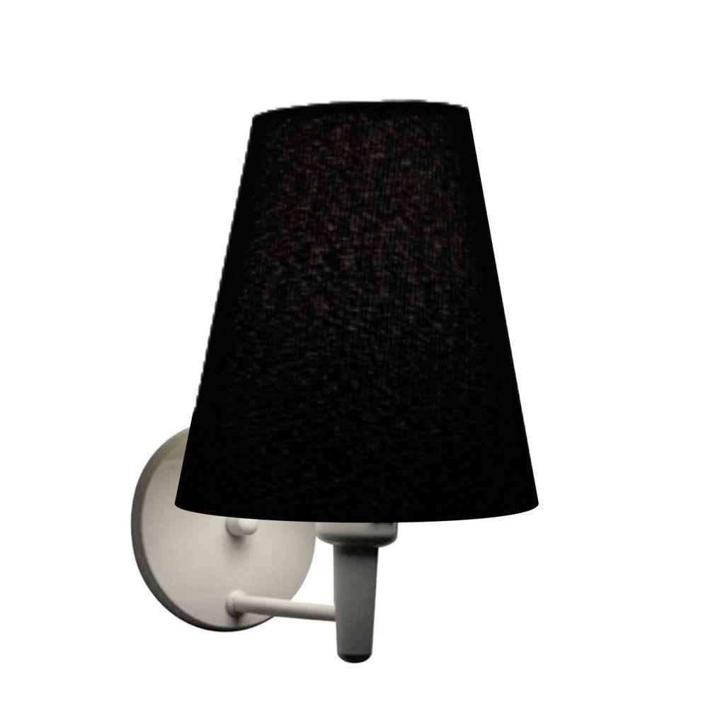 Arandela Cone Md-2007 Base Branco Cúpula Em Tecido 20-08x18cm Preto - Bivolt - 3