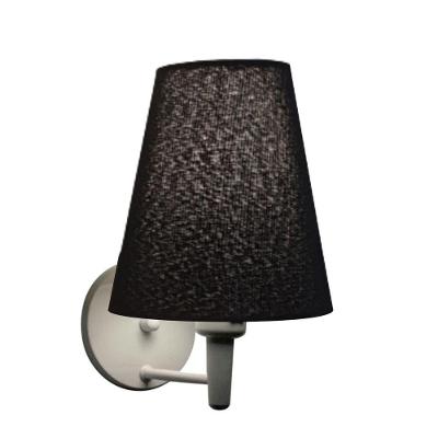 Arandela Cone Md-2007 Base Branco Cúpula Em Tecido 20-08x18cm Preto - Bivolt