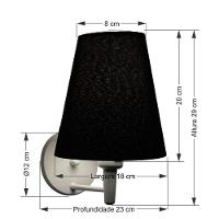 Arandela Cone Md-2007 Base Branco Cúpula Em Tecido 20-08x18cm Preto - Bivolt - 2