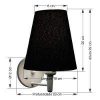 Arandela Cone Md-2007 Base Branco Cúpula Em Tecido 20-08x18cm Preto - Bivolt - 5