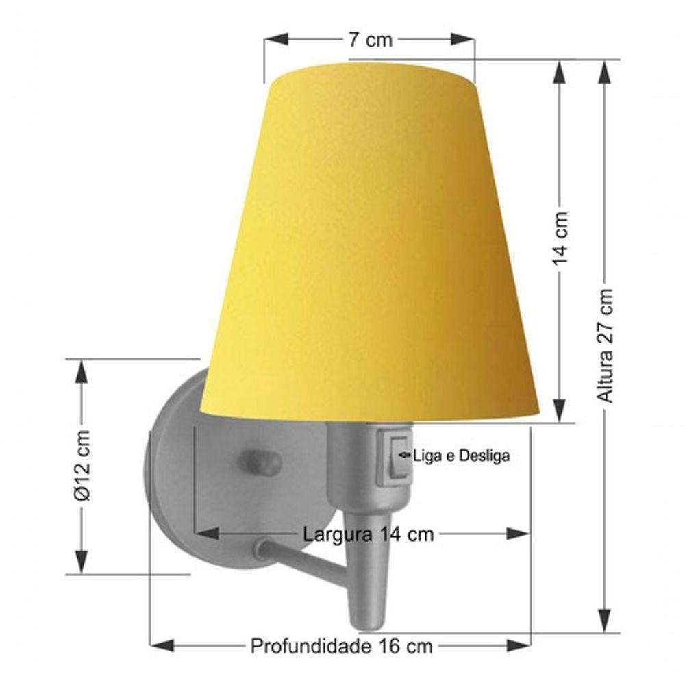 Arandela Cone Md-2013 Cinza C- Inter Liga E Desl Cúpula Em Tecido Amarelo - Bivolt - 4