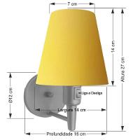 Arandela Cone Md-2013 Cinza C- Inter Liga E Desl Cúpula Em Tecido Amarelo - Bivolt - 2