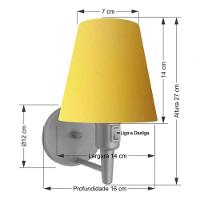 Arandela Cone Md-2013 Cinza C- Inter Liga E Desl Cúpula Em Tecido Amarelo - Bivolt - 4